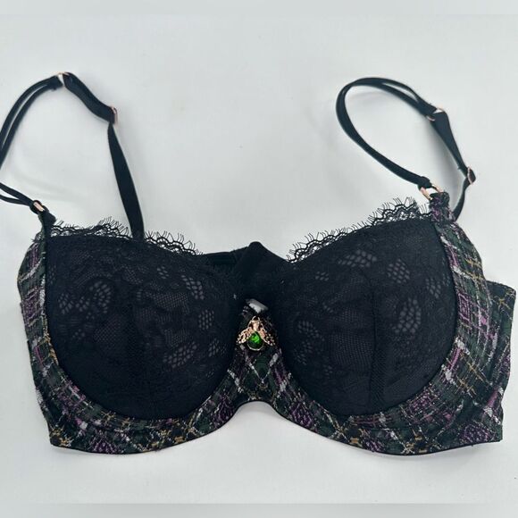 Savage X Fenty Lace Black & Metallic Bras With Green-Gold Bee - Picture 1 of 6